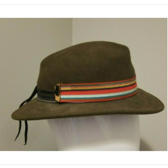 Vtg Sima International 100% Wool Fedora Hat w/ Leather/ fabric Trim Sz S (7.25") - Picture 5 of 11